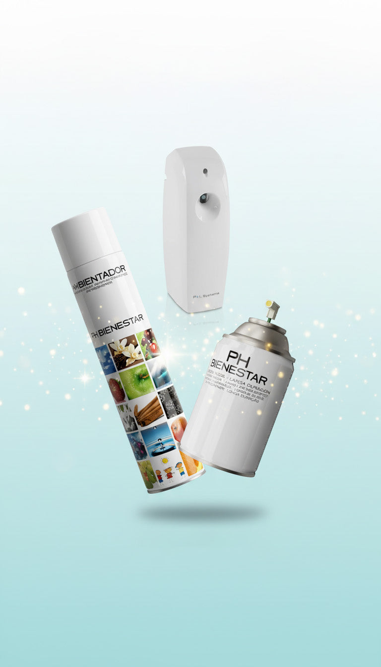 Pack mixto ambientadores profesionales con difusor automático y aerosoles Serviaroma