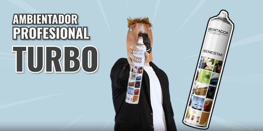 Ambientador TURBO de alta capacidad, elimina olores y perfuma grandes espacios con fragancias duraderas.