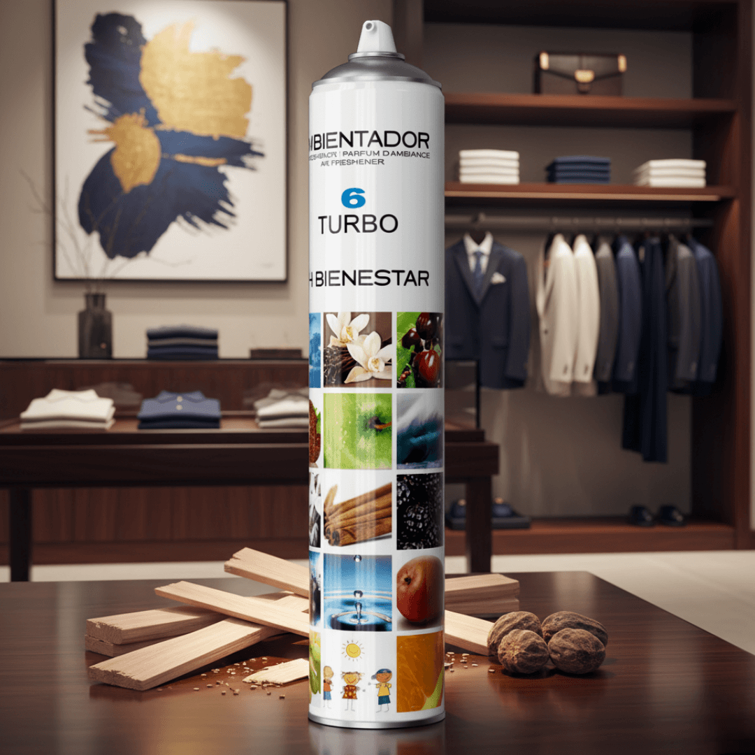 Ambientador aerosol turbo aroma 6 vestidor - Spray profesional armarios ropa 750ml alta concentración (Perfume #6 Abercrombie Fierce)