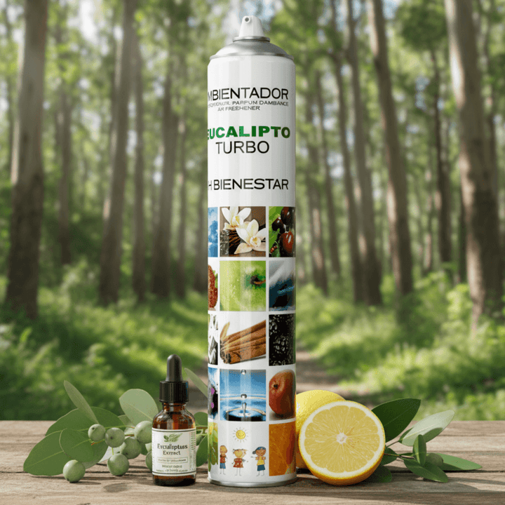 Ambientador aerosol turbo eucalipto aroma balsámico - Perfumador natural 750ml esencia bosque 24h duración (Eucalipto-Limon)