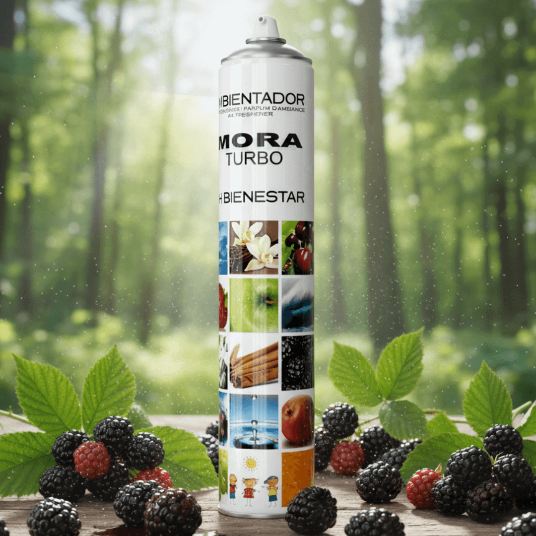 Ambientador aerosol turbo mora frutos rojos - Spray profesional frutos del bosque 750ml natural (Mora)