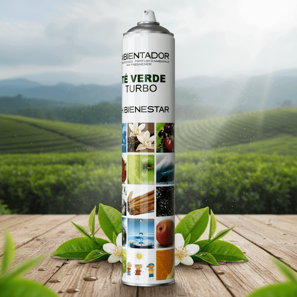 Ambientador aerosol turbo té verde natural - Spray relajante campos té 750ml aroma zen concentrado (Té verde)