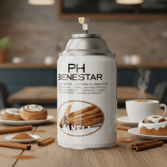 Ambientador aerosol con aroma cálido y especiado a canela PH Bienestar para cafeterías y pastelerías (CANELA)