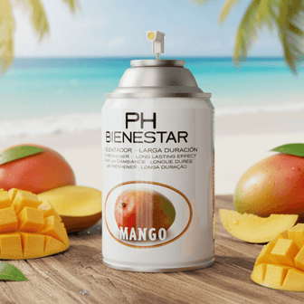 Ambientador aerosol Mango aroma tropical veraniego PH Bienestar 250ml para agencias de viajes(MANGO)