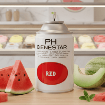 Ambientador aerosol RED aroma sandía y melón tropical PH Bienestar 250ml veraniego refrescante (RED).