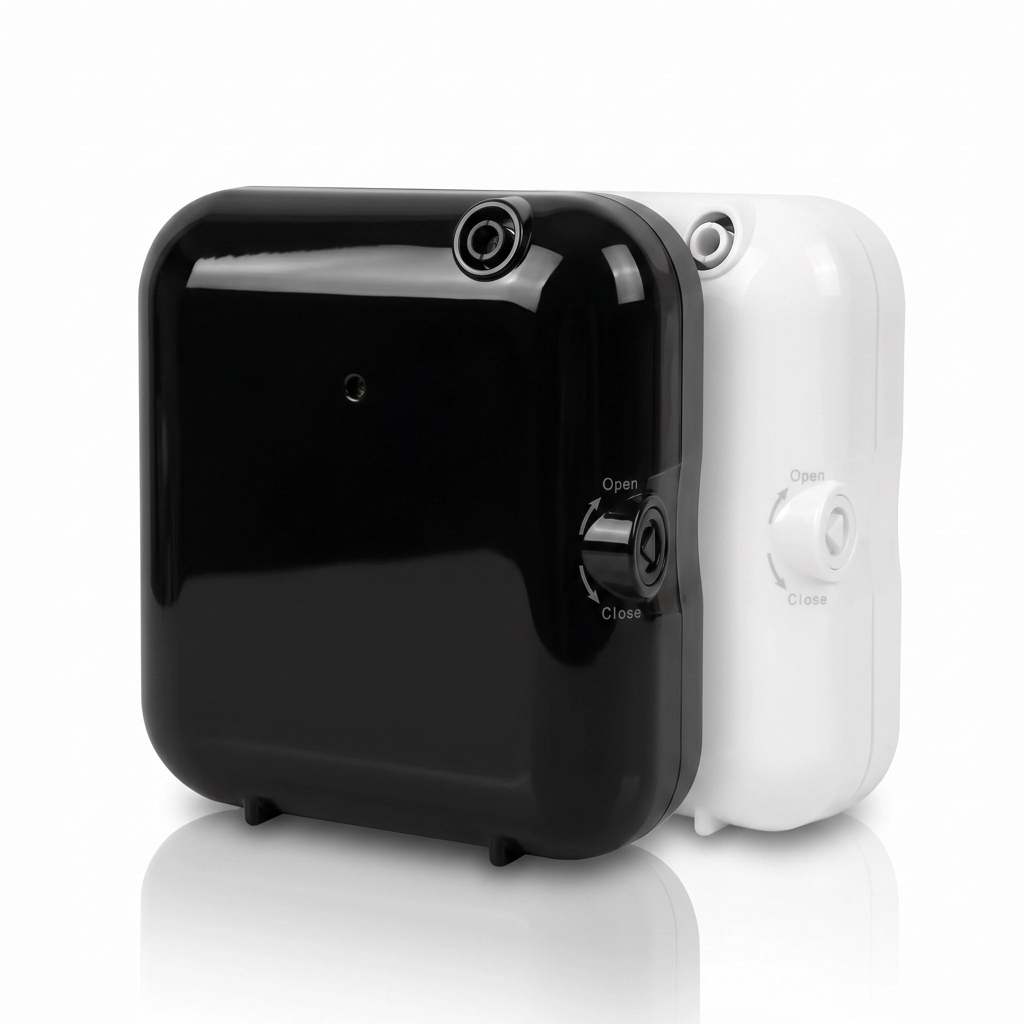 Difusor nebulizador Bluetooth compacto 100ml Serviaroma Shop en color negro y blanco, dispensador automático de ambientador profesional para pared