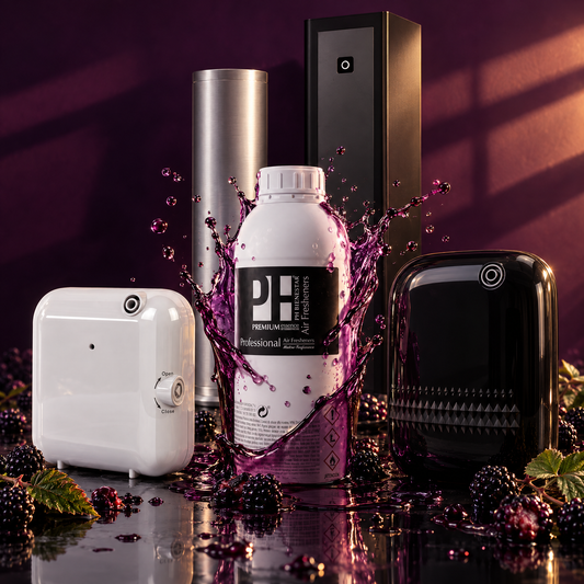 COMBAZO NEBULIZACIÓN con ambientador líquido de 1 litro aroma mora, nebulizadores compacto y de 400 ml y torres de nebulización