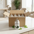 Cargar la imagen en la vista de la galería, Pack aerosol ambientador profesional aroma Menta 250ml Serviaroma Shop, con hojas de menta fresca sobre encimera blanca en interior luminoso
