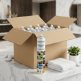 Cargar la imagen en la vista de la galería, Pack aerosol TURBO 750ml ambientador profesional aroma Aqua ropa limpia 750ml Serviaroma Shop, el más vendido, con toallas blancas y piedras zen sobre encimera de mármol en baño de hotel
