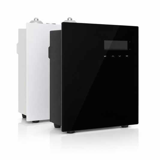 Panel nebulizador táctil negro y blanco (doble color) con conexión a aire acondicionado para climatización